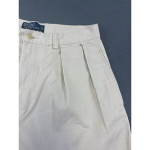 Polo Ralph Lauren Men Chino Tyler Shorts 32 Beige 100% Cotton Pleated 4 Pockets